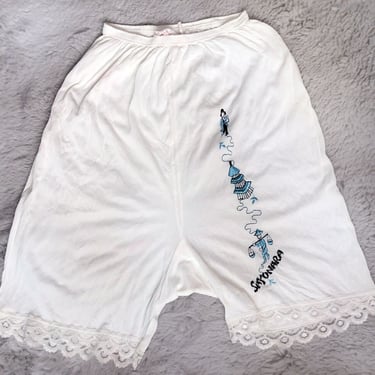 PANTIES 1950's SAYONARA vintage White NYLON Lace, shorts, underwear, lingerie, Bloomers, 1960's 