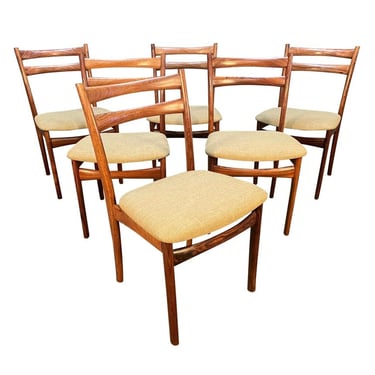 Set of Six Vintage Danish Mid Century Modern Rosewood Dining Chairs by Skovby 