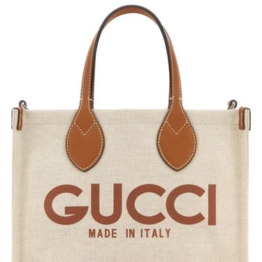 Gucci Woman Sand Canvas Shopping Bag