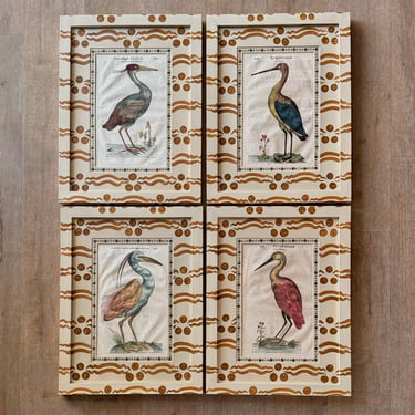 Set of Four 17th C. Aldrovandi Hand-Colored Ornithological Engravings