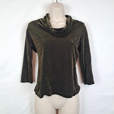 Vintage 90s Gold Sheer Cowl Neck Top 