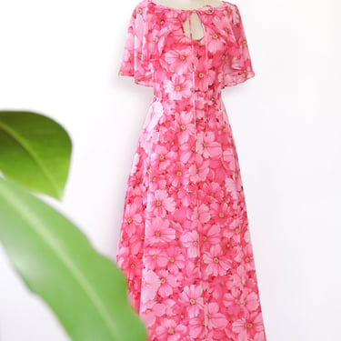 Macro Floral Capelet Dress M