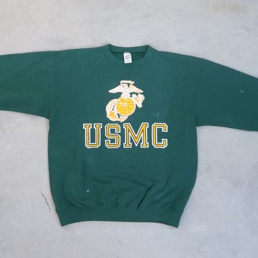 Vintage Sweatshirt USMC United States Marine Corps 1990s 1980s Distressed Unique Grunge Small Preppy Hip Hop Hype Clothing Skateboard 
