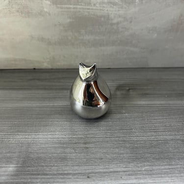 Vintage Dansk Silverplate Cat By Gunner Cyren, Dansk Silver Animal Paperweight 