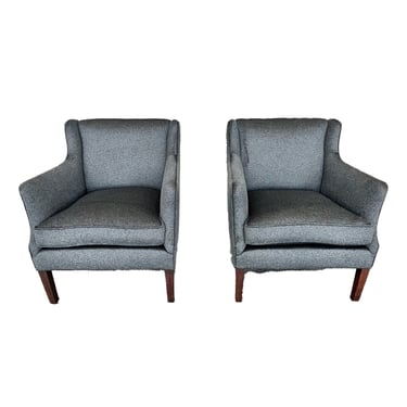 Pair of Beech and Grey Mohair Armchairs in the Style of Borge Morgensen