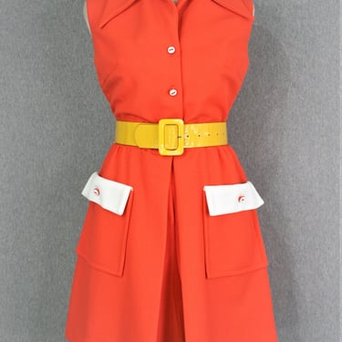 1960-70s - Liberty Circle -  Skort - Romper - Culottes - Mod Color Blocked - Sportswear - Estimated size 12/14 
