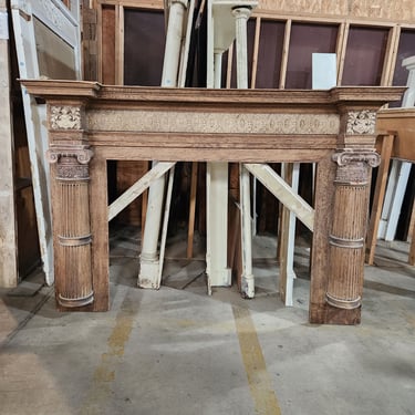 Large Salvaged Mantel with Columns and Crest Trim