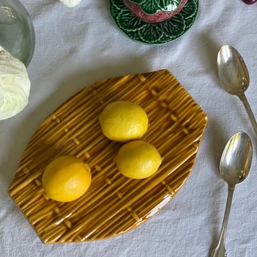 1950s French Vallauris “woven” majolica tray