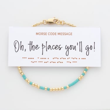 Graduation Gift, Oh The Places You'll Go Morse Code Bracelet, Unique Gift for High School or College Graduate, Inspirational Quote 