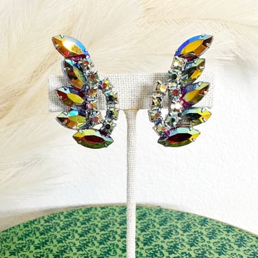 Vintage Gold Washed Crystal Rhinestone Earrings