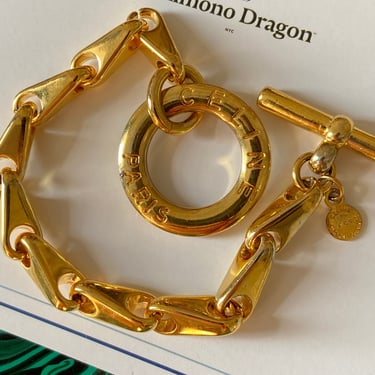 90s Designer CELINE Iconic Gold Toggle Bracelet