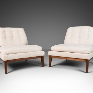Rare Set of Two ( 2 ) Triangular Back Armless Slipper Chairs by Selig Manufacturing Co., USA, c. 1962 