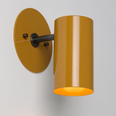 Stem Style Semi-Flush Mount Sconce - Color Coated - Mid-Century Modern Cylinder Down Light - Worthington 