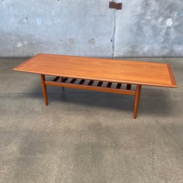 Mid Century Danish Teak Coffee Table w/Magazine Book Shelf