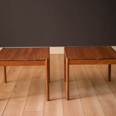 Danish Modern Pair of Solid Teak End Tables by Magnus Olesen 