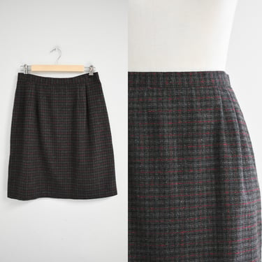 1990s Gray Plaid Wool Blend Mini Skirt 