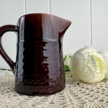 Antique Medalta Pottery Pitcher, Brown Glazed Jug, 1930s, made in Medicine Hat, Alberta, basket weave, for rustic, farmhouse decor, gift 