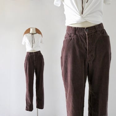 chocolate brown corduroy trousers - 28 - vintage y2k 90s lee womens straight leg cords pants high waist 