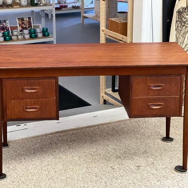 Free Shipping Within Continental US - Danish Mid Century Modern Writing Desk with Dovetail Drawers. Finished Back 