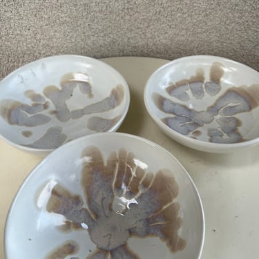 Vintage studio art pottery neutral colors salad bowls set of 3 