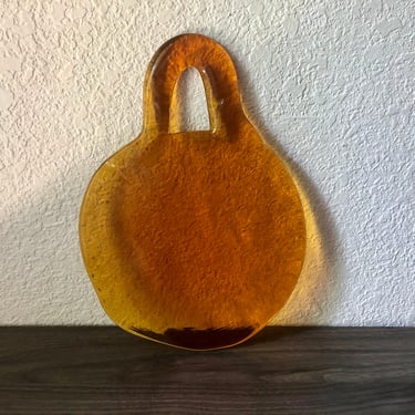 Vintage Cheese Board by Gösta Sigvard for Lindshammar Vintage Amber Glass Plate Dish 70s Scandinavian 