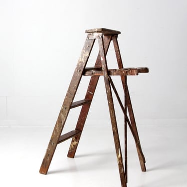 vintage painter's wooden folding ladder 