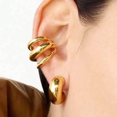 Ames 18K Gold Non-Tarnish Trilayer C Hoop Ear Cuff