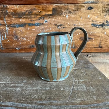 Mug - Grey Blue and Brown Stripe Pattern 