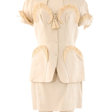 Thierry Mugler Raffia Trimmed Skirt Suit