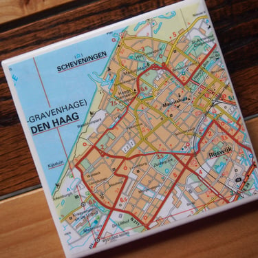 2002 The Hague Netherlands Map Coaster. Hague Map. Vintage Netherlands Coasters. Dutch Gift. Holland Map. City Coasters. UN Gift. Den Haag. 