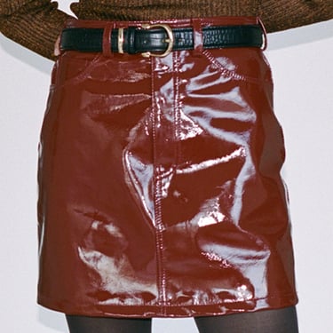 Patent Leather Lindsey Skirt, Chocolate