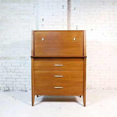 Vintage MCM tallboy hightop 9 dresser dresser by John Van Koert for Drexel "Profile" | Free delivery in NYC and Hudson Valley areas 