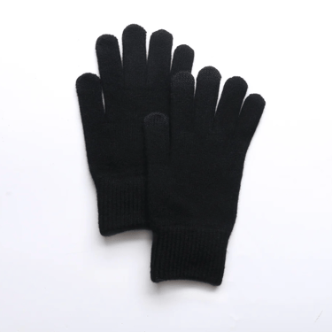 Merino Wool Touchscreen Gloves in Black