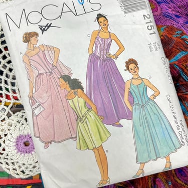 Vintage Sewing Pattern, Prom Dress, 3 Lengths, Bridesmaid, Cocktail Dress, Full Skirt, Complete with Instructions, McCall’s 2151 