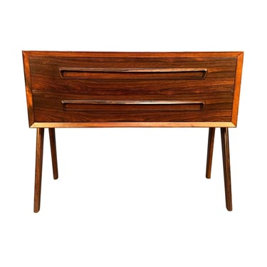 Vintage Danish Mid Century Modern Rosewood v Legs Nightstand-Side Table 