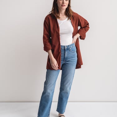 Reserved Tasha The Vintner Tunic in Brick Red | Vintage Overdye Button Up Shirt | Cotton Simple Blouse | S M L | 