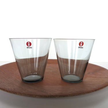 Set of 2 Kaj Franck Kartio Thin Wall Glasses In Smoke Grey For Iittala 