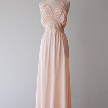 Sensuous 1940's Nude Pink Rayon &amp; Lace Slip Dress/ Sz M