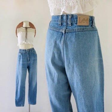 USA high waist LEE jeans 28-29 - vintage 90s womens blue jean denim pants high waisted flat front casual fall size 6 