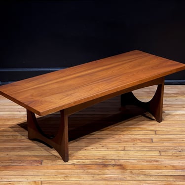 Restored Broyhill Brasilia Rectangular Walnut Coffee Table - Mid Century Modern Danish Style Coffee Table 