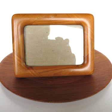 Vintage Teak 3 1/5 x 5 Scandinavian Style Picture Frame With Rounded Corners 
