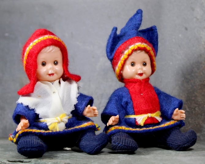 Set of 2 Vintage Sami Folk Doll Ornaments from Norway, Sweden Finland - Scandinavian Small Dolls/Ornaments | FREE SHIPPING 