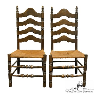 Set of 2 KLING FURNITURE Solid Pine Rustic Americana Ladderback Dining Side Chairs w. Rush Seats 