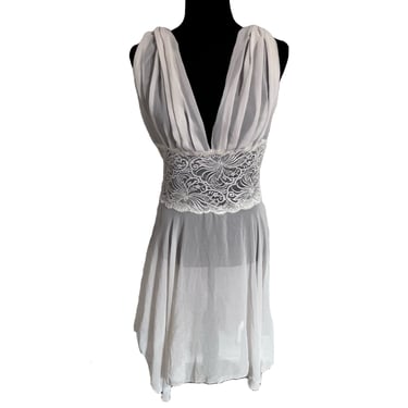 Vintage White Slip Dress, Vintage White Victoria's Secret Dress, Vintage Lingerie, Asymmetrical Slip Dress, Lingerie Dress,  Sheer Dress 