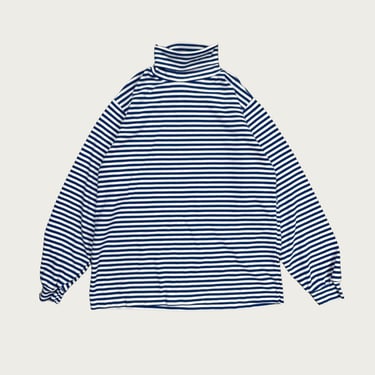 (M) Blue Striped Turtleneck Long Sleeve Tee