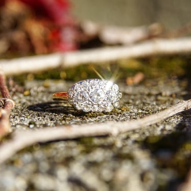 Estate 14K Diamond Cluster Ring, Two-Tone .65 TCW Diamond Engagement Ring, Size 6 US 
