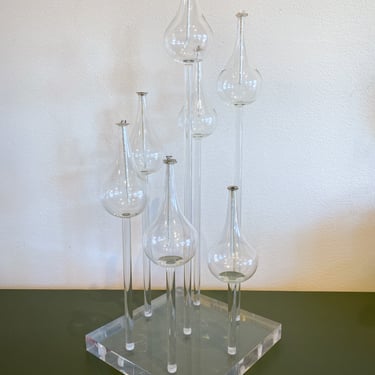 Mid Century Belag Glass and Lucite 7-Tier Oil Lamp