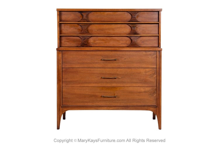 Mid-Century Walnut Rosewood Kent Coffey Perspecta highboy Dresser 