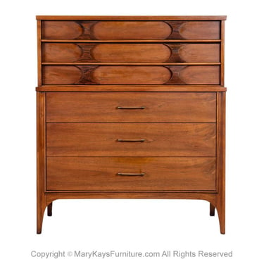 Mid-Century Walnut Rosewood Kent Coffey Perspecta highboy Dresser 