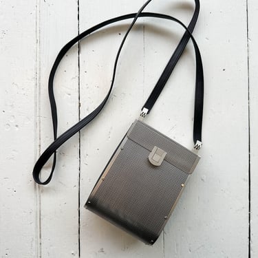 1990s Wendy Stevens Stainless Mesh And Leather Mini Crossbody 